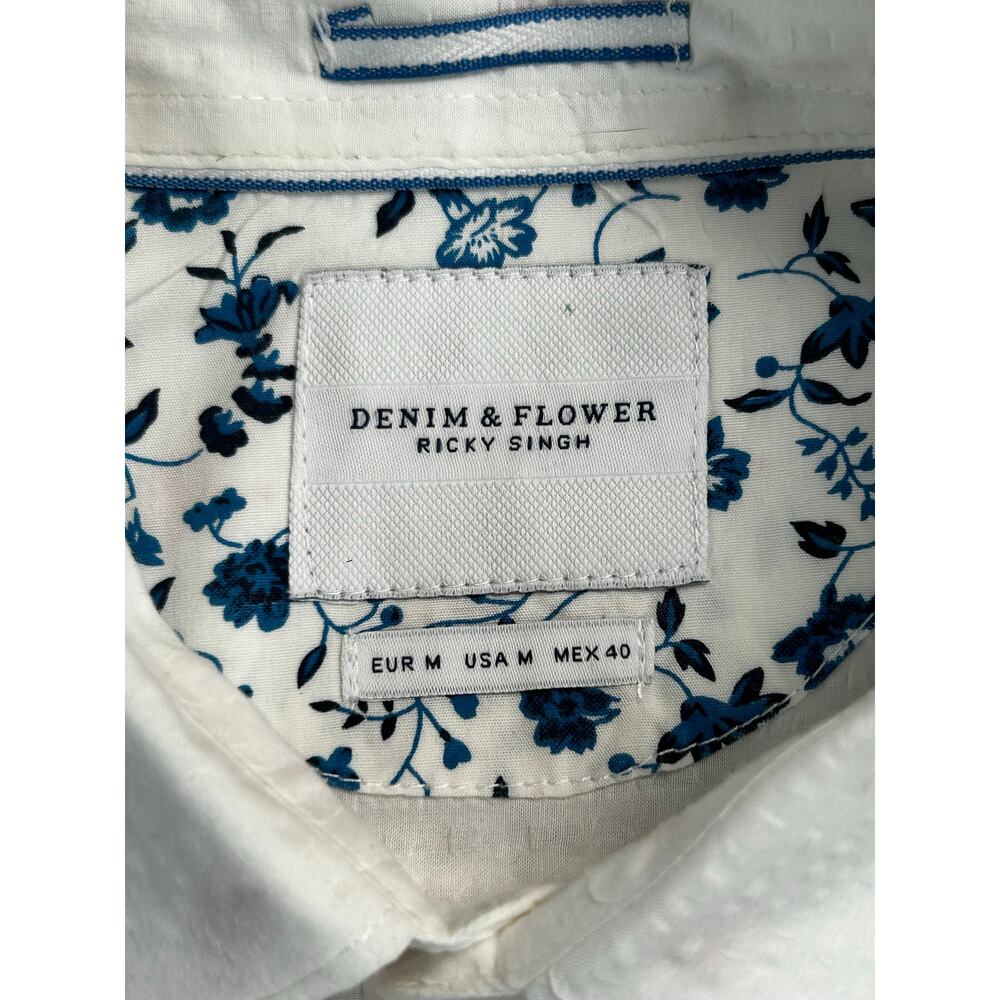 Denim & Flower Ricky Singh Flamingo Camp Shirt Men's Medium White Button Up - Picture 3 of 6